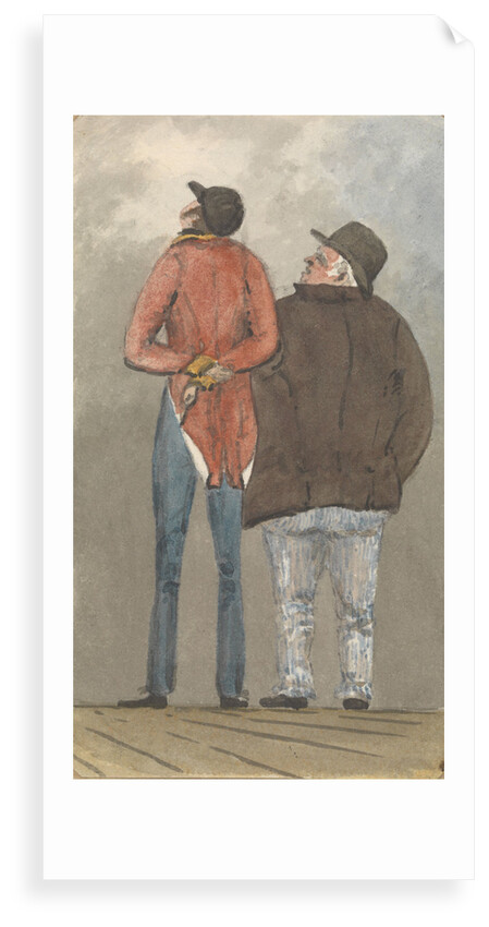 Two figures, one tall and thin, the other shorter and plump, seen from behind by Robert Streatfeild