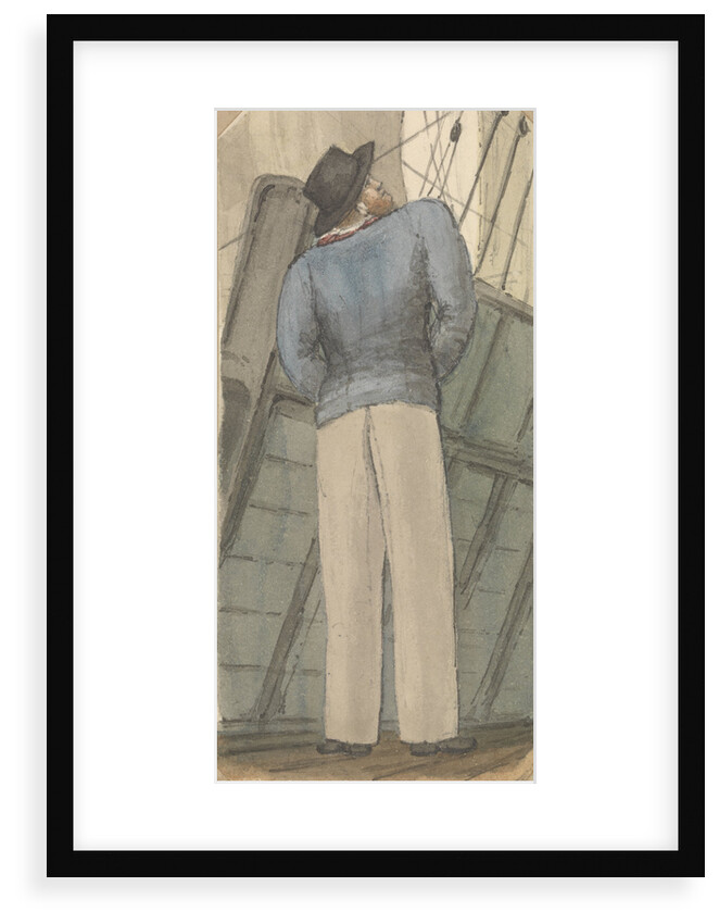 Sailor on deck looking up to the rigging by Robert Streatfeild
