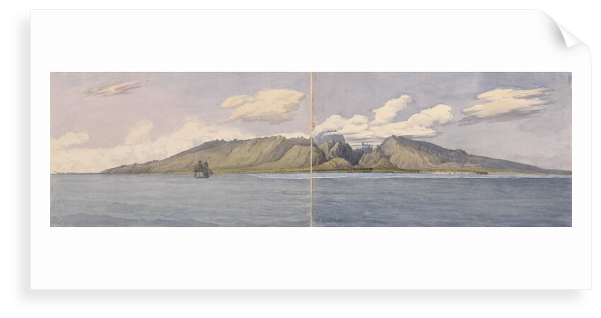 Tahiti [Society Islands]. The Ravine of Fautaua - Crown or Diademe Mountain in the centre of the Island, and the town of Papeiti, Augt 24th 1849 by Edward Gennys Fanshawe
