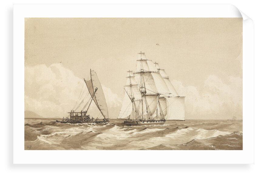 Double canoe off Moalu, Feejee Islands, Septr 26th 1849 [Fiji] by Edward Gennys Fanshawe