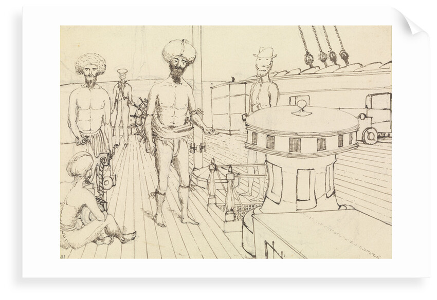 'Seru [Seru Epenisa Cakobau (Thakombau)] , on board, and Masomalua (in the hat), Octr 1849 [Fiji] by Edward Gennys Fanshawe
