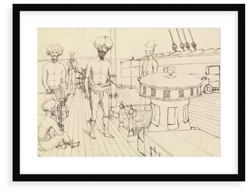 'Seru [Seru Epenisa Cakobau (Thakombau)] , on board, and Masomalua (in the hat), Octr 1849 [Fiji] by Edward Gennys Fanshawe