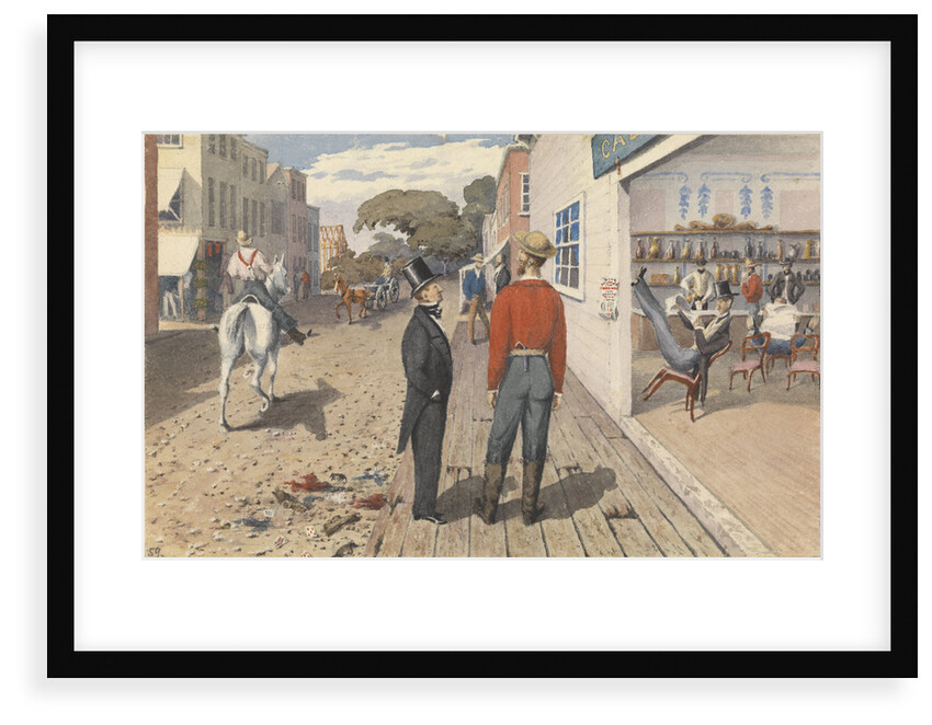 Mr Rust, editor the "Pacific Star", and his brother, Dr Rust, outside a saloon in Sacramento City [California], September 1851 by Edward Gennys Fanshawe