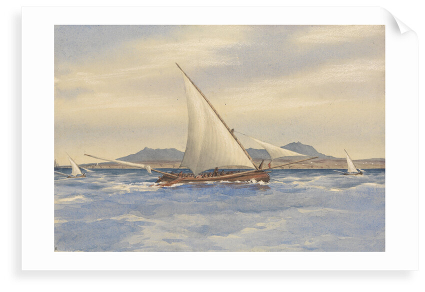 Fishing boats off the Rock of Lisbon, Decr 24th 1856 [Portugal] by Edward Gennys Fanshawe