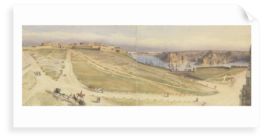 Piazza Maggiore, Florian, and Grand Harbour, from our house, Malta, Jany 1858 by Edward Gennys Fanshawe