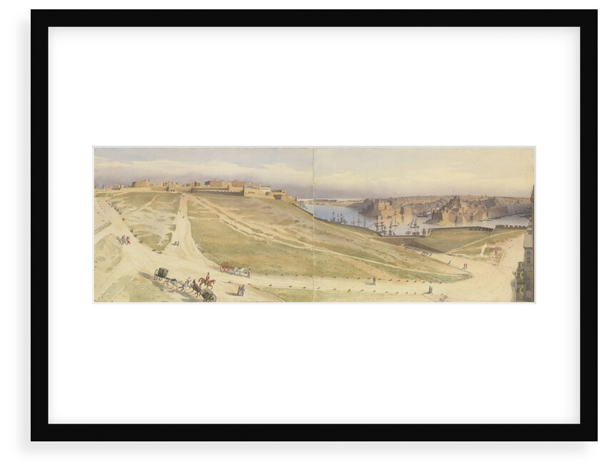 Piazza Maggiore, Florian, and Grand Harbour, from our house, Malta, Jany 1858 by Edward Gennys Fanshawe