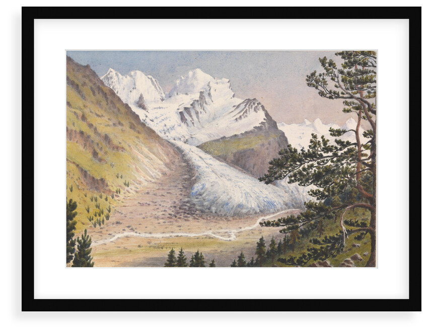 Piz Bernina, Scerscen, Roseg... Sella & Gluschaint and Tschierva &... Roseg Glaciers from the path leading to Alp Ota, 1880 [Switzerland] by Edward Gennys Fanshawe