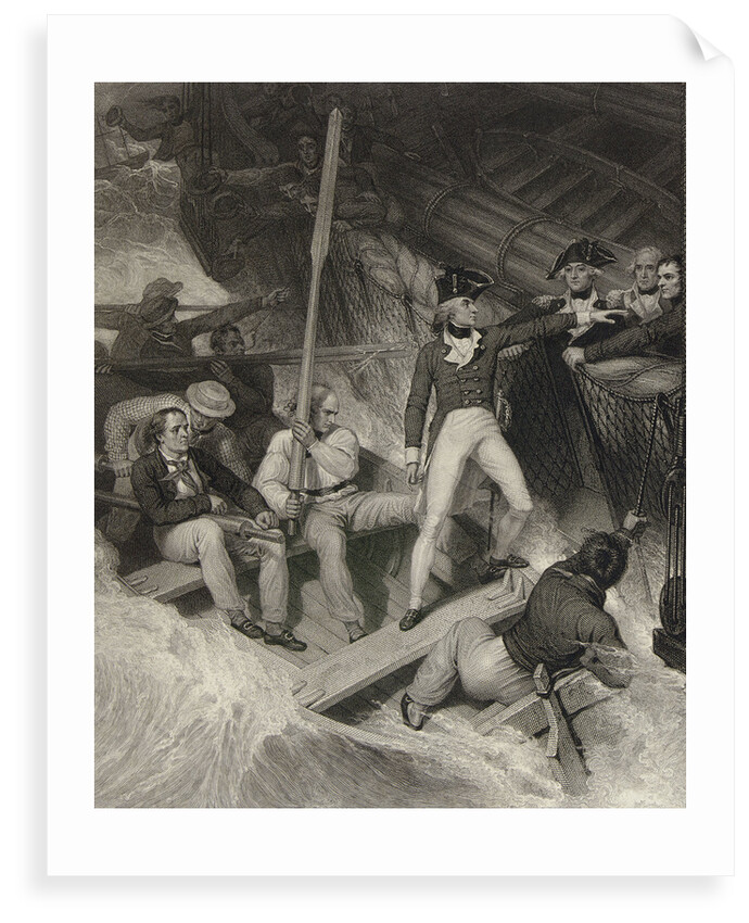 Lieutenant Nelson volunteering to board a prize in a violent gale, 20 November 1777 by Richard Westall
