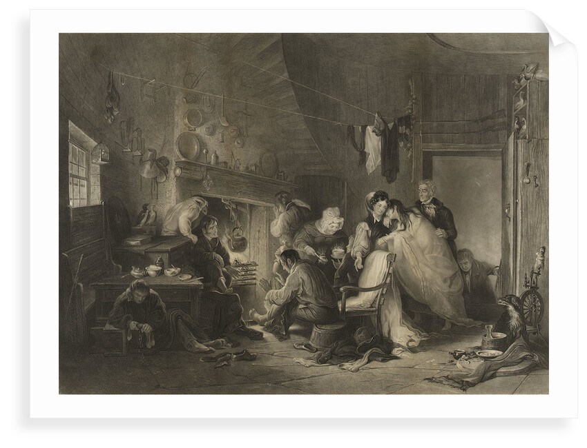 This View of the Interior of Longstone Lighthouse, Fern Islands, Grace Darling and her parents administering to the unfortunate survivors Saved from the wreck of The 'Forfarshire' Steam Packet on the 7th September, 1838... by H.P. Parker