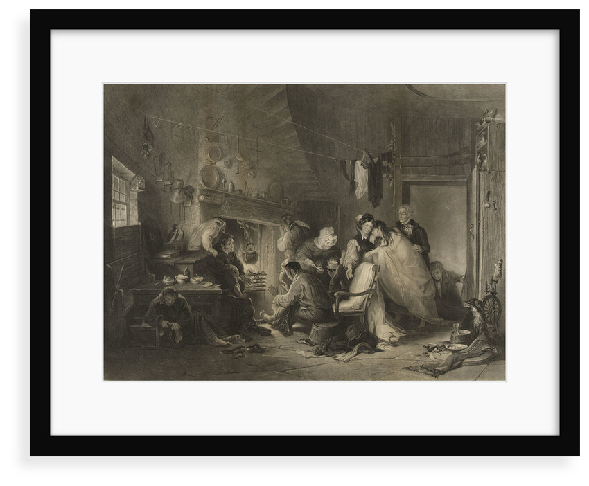 This View of the Interior of Longstone Lighthouse, Fern Islands, Grace Darling and her parents administering to the unfortunate survivors Saved from the wreck of The 'Forfarshire' Steam Packet on the 7th September, 1838... by H.P. Parker