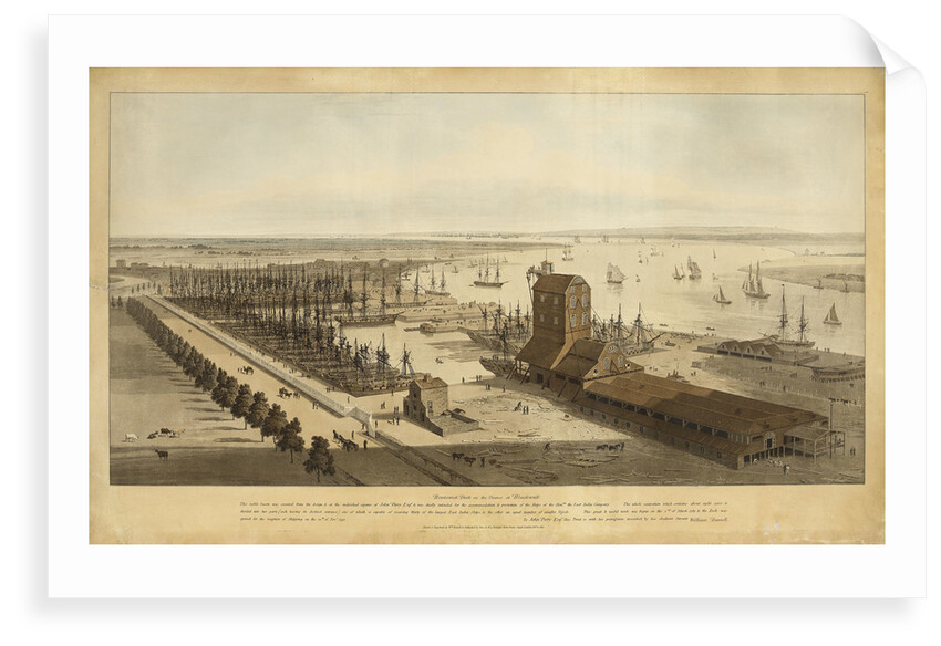 Brunswick dock on the Thames at Blackwall by William Daniell