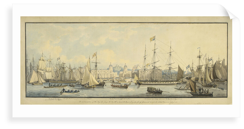 The embarkation of His Majesty George the Fourth, on board the Royal George Yacht. Off Greenwich to visit his Scottish Dominions 10 Augt. 1822 by John Thomas Serres