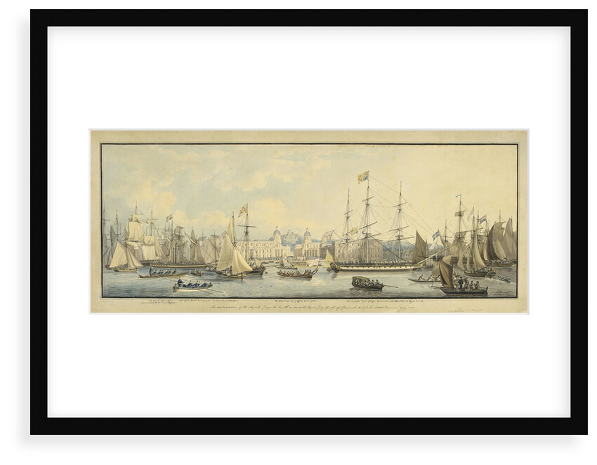 The embarkation of His Majesty George the Fourth, on board the Royal George Yacht. Off Greenwich to visit his Scottish Dominions 10 Augt. 1822 by John Thomas Serres