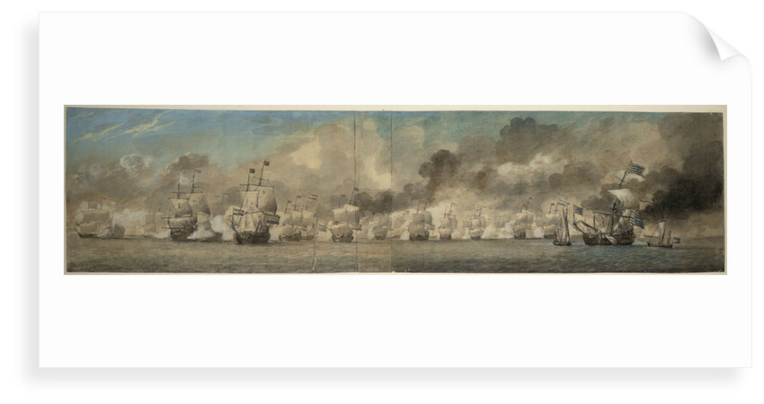 An Action of the Second Dutch War, showing the Hollandia disabled on the first day of the Four Days Battle, 1666 by Charles Gore after Willem Van de Velde the Younger