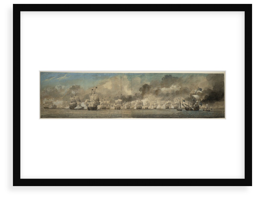 An Action of the Second Dutch War, showing the Hollandia disabled on the first day of the Four Days Battle, 1666 by Charles Gore after Willem Van de Velde the Younger