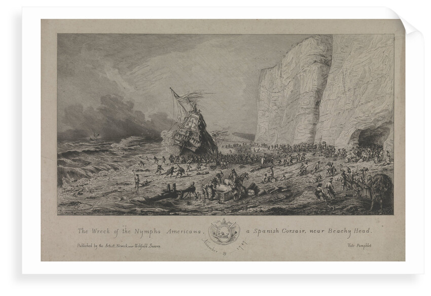 The wreck of the 'Nympha Americana' a Spanish corsair, near Beachy Head, 29 November 1747 by John Henry Hurdis