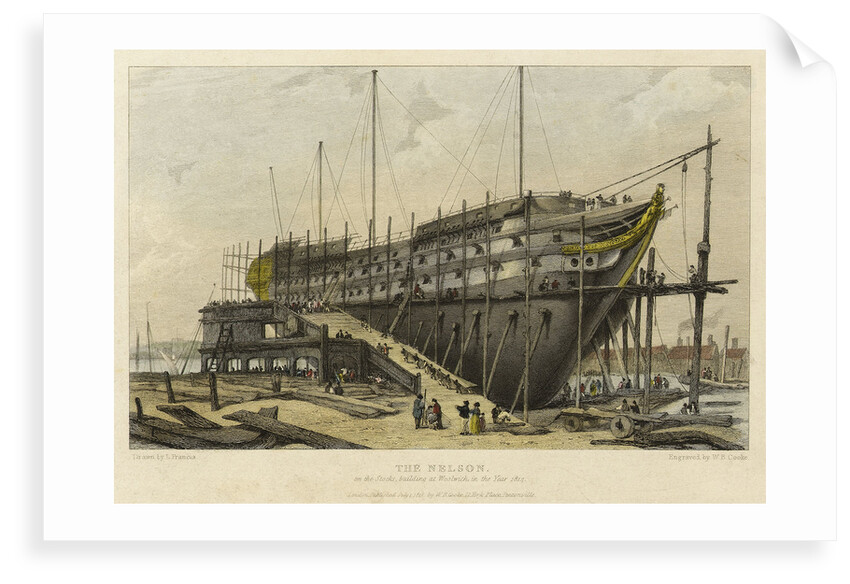 The 'Nelson' on the Stocks, building at Woolwich in the Year 1814 by L. Francia