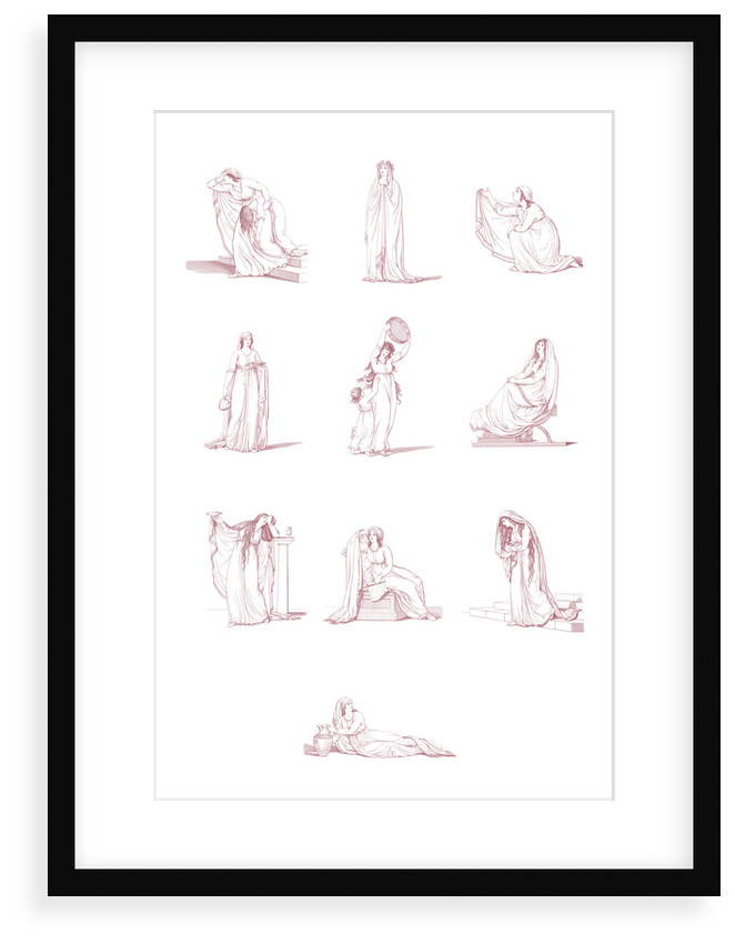 A compilation of Emma Hamilton's Attitudes in red by National Maritime Museum Photo Studio after Frederick Rehberg