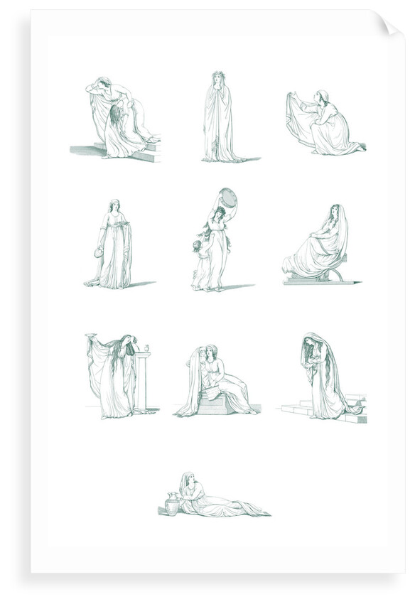 A compilation of Emma Hamilton's Attitudes in green by National Maritime Museum Photo Studio after Frederick Rehberg