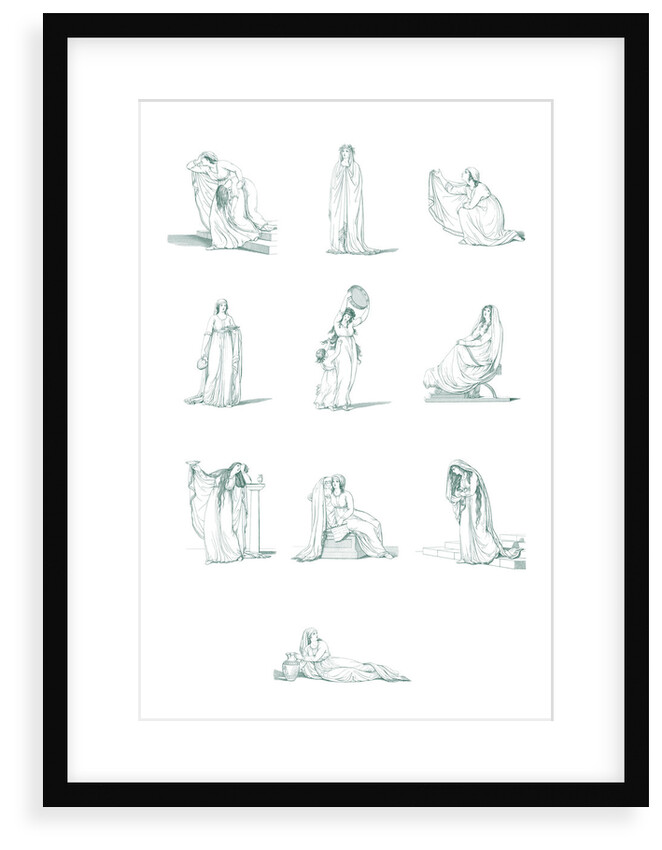 A compilation of Emma Hamilton's Attitudes in green by National Maritime Museum Photo Studio after Frederick Rehberg