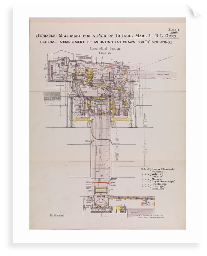 Addenda to Hydraulic Manual; 15-inch Mark 1 B.L Guns. Plate 1 by Sir W. G. Armstrong Whitworth & Co. Ltd