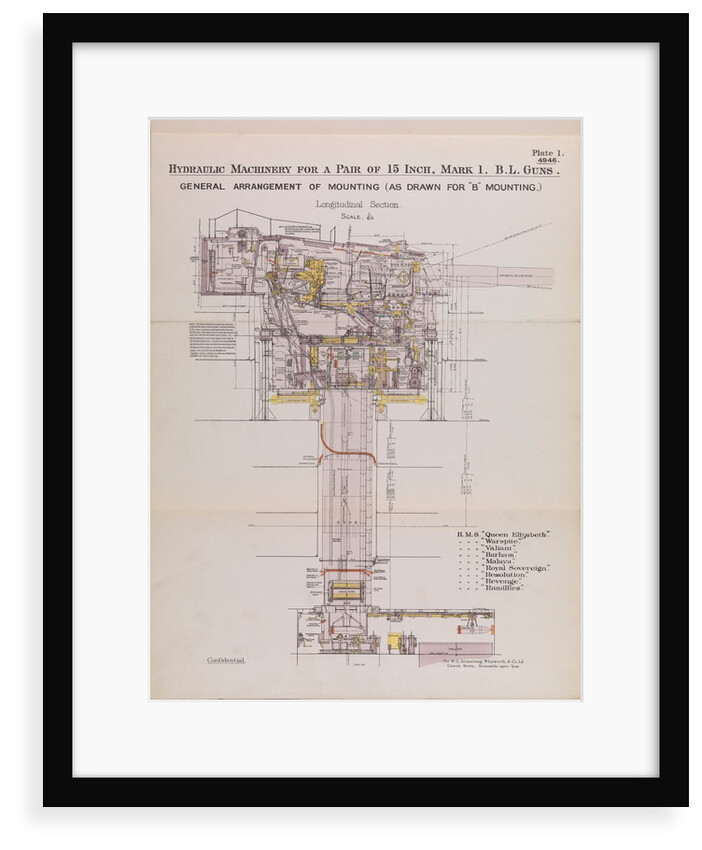 Addenda to Hydraulic Manual; 15-inch Mark 1 B.L Guns. Plate 1 by Sir W. G. Armstrong Whitworth & Co. Ltd