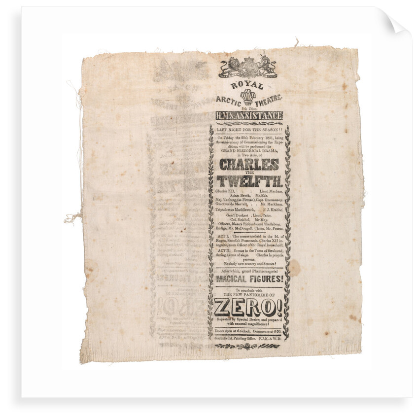 Playbill for Royal Arctic Theatre by Griffith's Island Printing Office