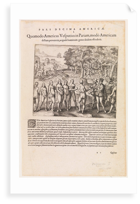Americus Vespucci's first voyage, 1497-1499, Landing at Paria Venezuela. by Unknown
