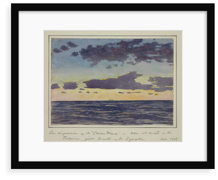 An impression of the ' Green Flash' seen at sunset in the tropics, just south of the equator, Nov 1925 by Sir Alister Hardy