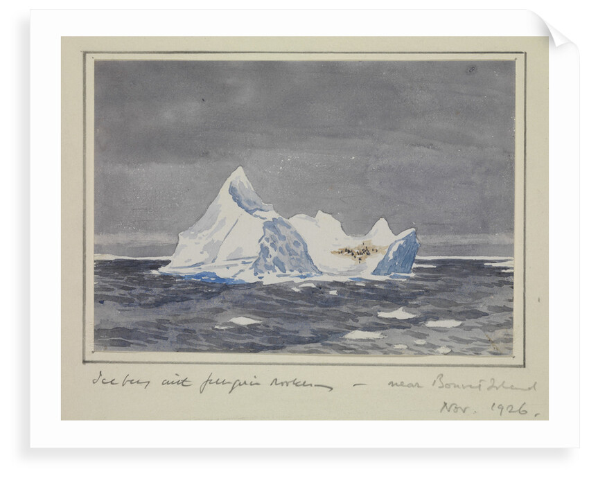 Iceberg with penguin rookery - near Bouvet Island, Nov 1926 by Sir Alister Hardy