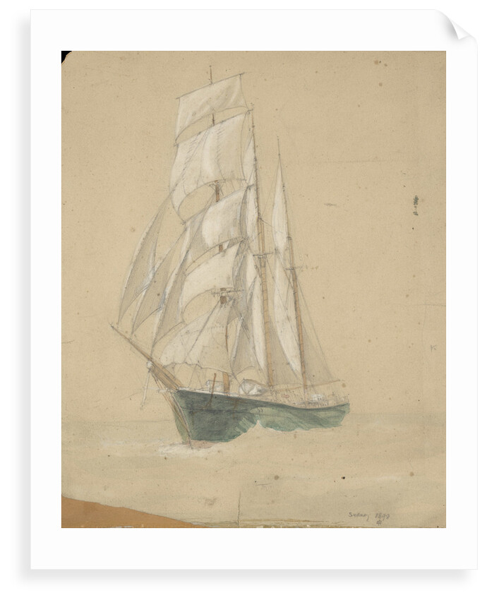 Three-masted sailing vessel in Sydney by John Everett