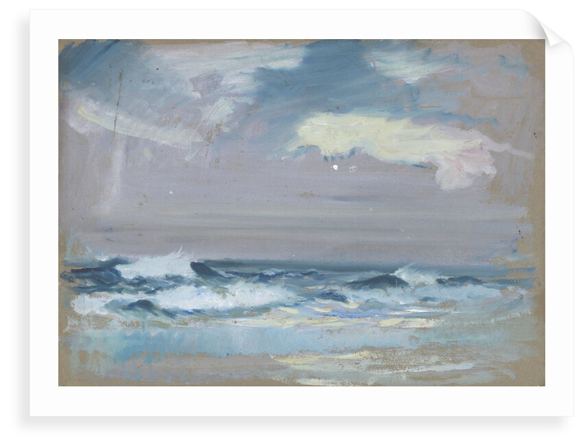 Blue waves breaking on a beach by John Everett