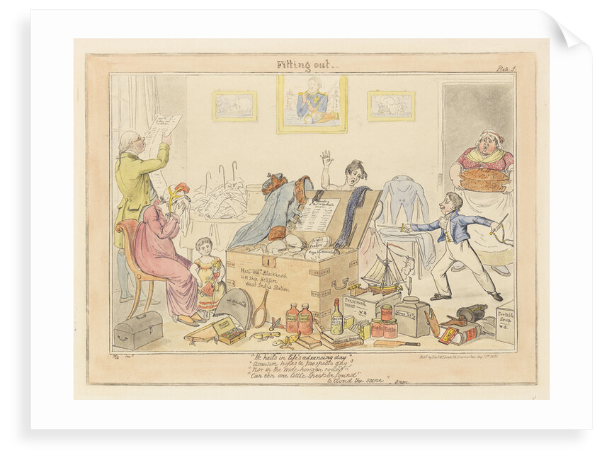 Midshipman Blockhead, Fitting out Mastr William Blockhead HM ship Hellfire West India Station (caricature). by George Cruikshank