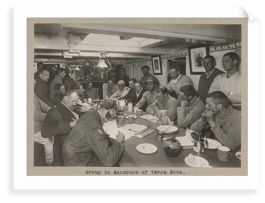 Group of scientists and officers in Wardroom of Terra Nova by Herbert George Ponting