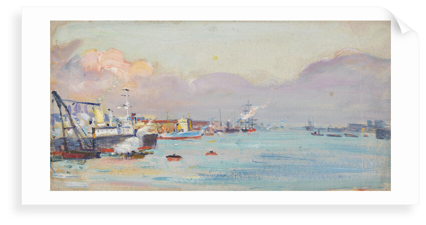 A harbour scene by John Everett