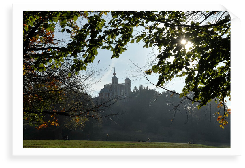 Autumnal image of the Royal Observatory Greenwich including, Flamsteed House, Peter Harrison Planetarium & Altazimuth building in the park by National Maritime Museum