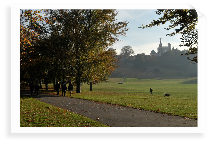 Autumnal image of the Royal Observatory Greenwich including, Flamsteed House, Peter Harrison Planetarium & Altazimuth building in the park by National Maritime Museum