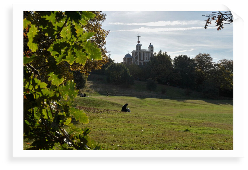 Autumnal image of the Royal Observatory Greenwich including, Flamsteed House, Peter Harrison Planetarium & Altazimuth building and the park by National Maritime Museum