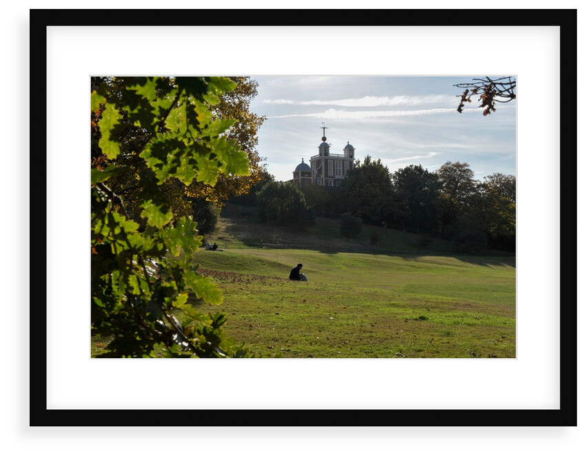 Autumnal image of the Royal Observatory Greenwich including, Flamsteed House, Peter Harrison Planetarium & Altazimuth building and the park by National Maritime Museum