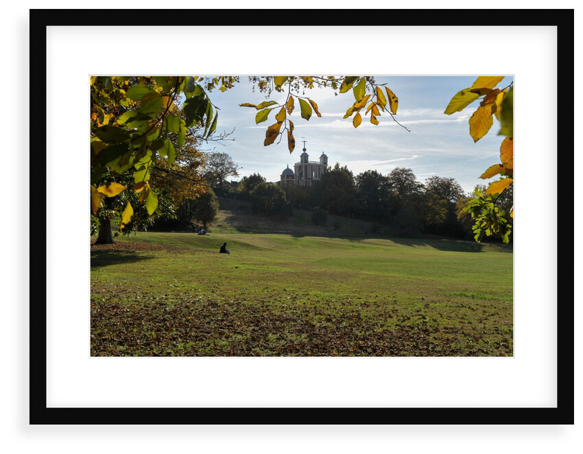 Autumnal image of the Royal Observatory Greenwich including, Flamsteed House, Peter Harrison Planetarium & Altazimuth building and the park by National Maritime Museum