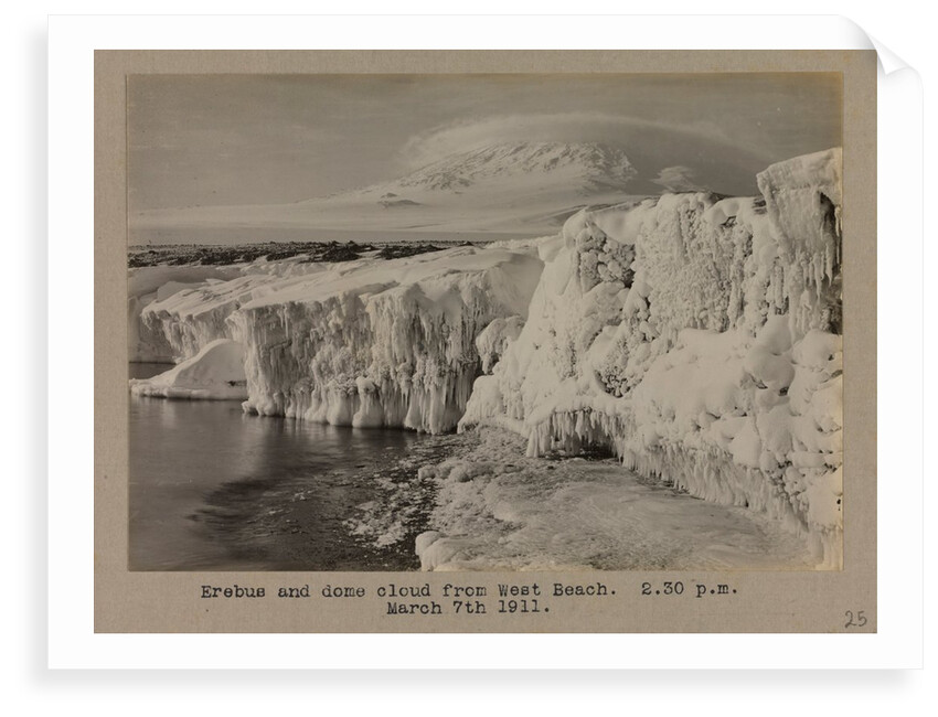 Erebus and dome cloud from West Beach, 2.30pm. by Herbert George Ponting