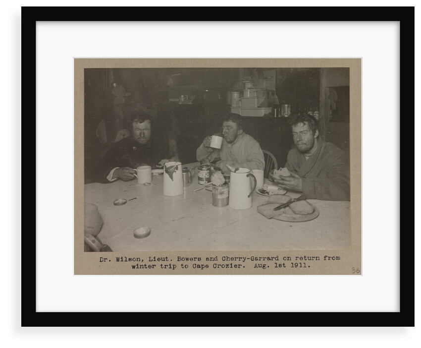 Dr. Wilson, Lieutenant Bowers and Cherry-Garrard on return from winter trip to Cape Crozier by Herbert George Ponting