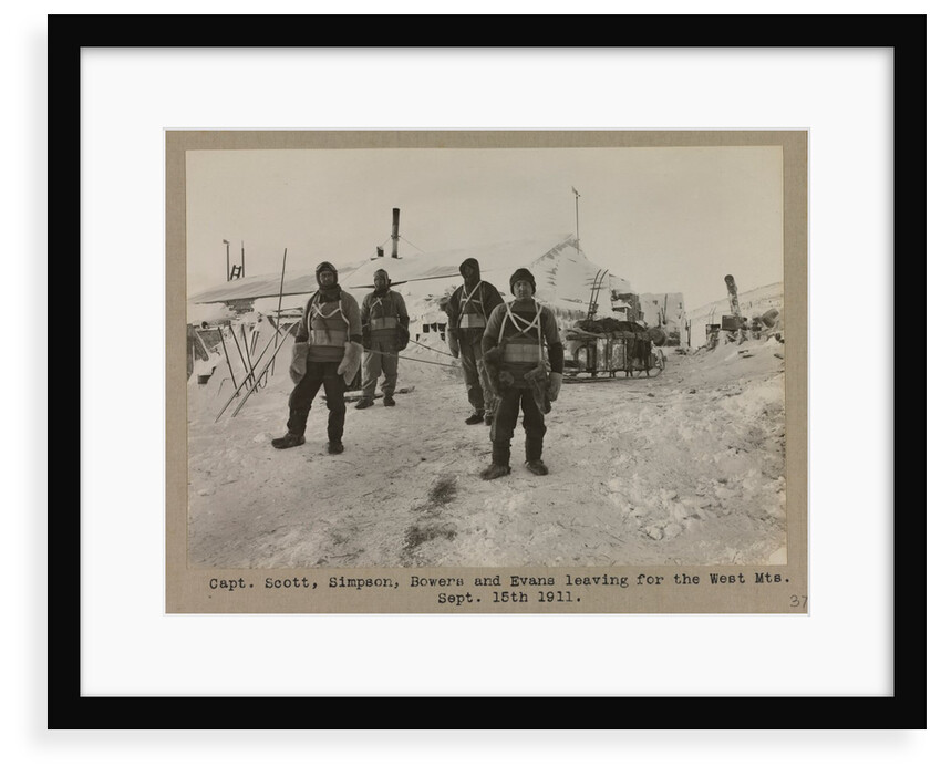 Captain Scott, Simpson, Bowers and Evans leaving for the West Mts by Herbert George Ponting
