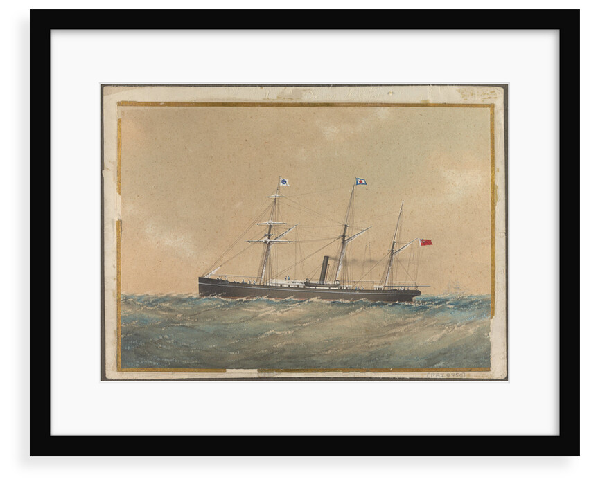 Screw steam ship flying Satsuma flag, probably 'Lotus' by Unknown