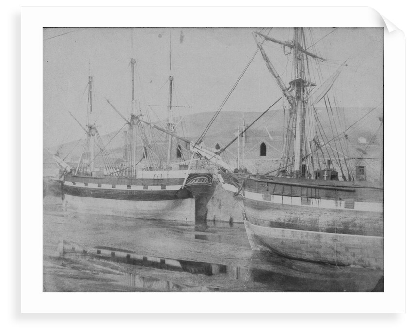 The 'Mary Dugdale' (1835) alongside a quay at Swansea. Inversed digital file to create b&w positive by Calvert Richard Jones