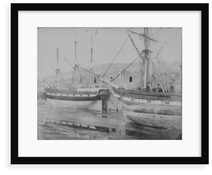 The 'Mary Dugdale' (1835) alongside a quay at Swansea. Inversed digital file to create b&w positive by Calvert Richard Jones