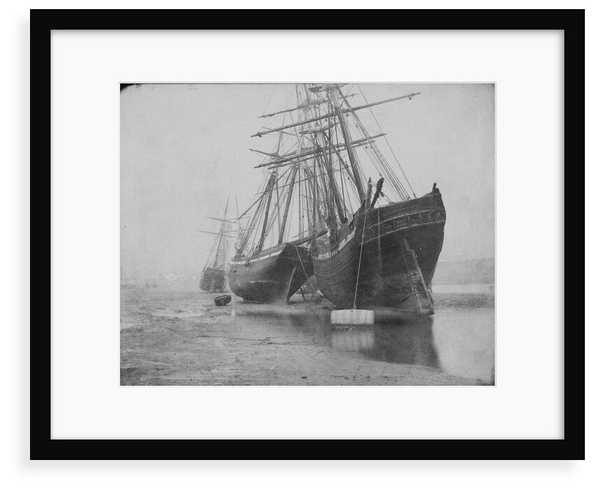 Stern views of the 'Mary of St Ives' and the 'Liberty of Teignmouth' dried out at Swansea. Inversed digital file to create b&w positive by Calvert Richard Jones