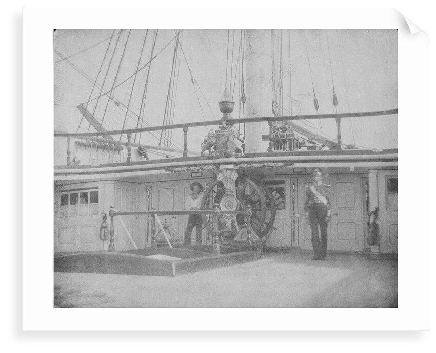 The quarterdeck and poop deck of the 80-gun three-decker HMS 'Superb' (1842). Inversed digital file to create b&w positive by William Henry Fox Talbot; Nicolaas Henneman