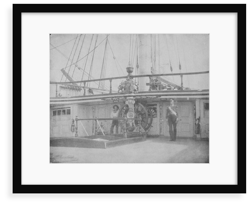 The quarterdeck and poop deck of the 80-gun three-decker HMS 'Superb' (1842). Inversed digital file to create b&w positive by William Henry Fox Talbot; Nicolaas Henneman
