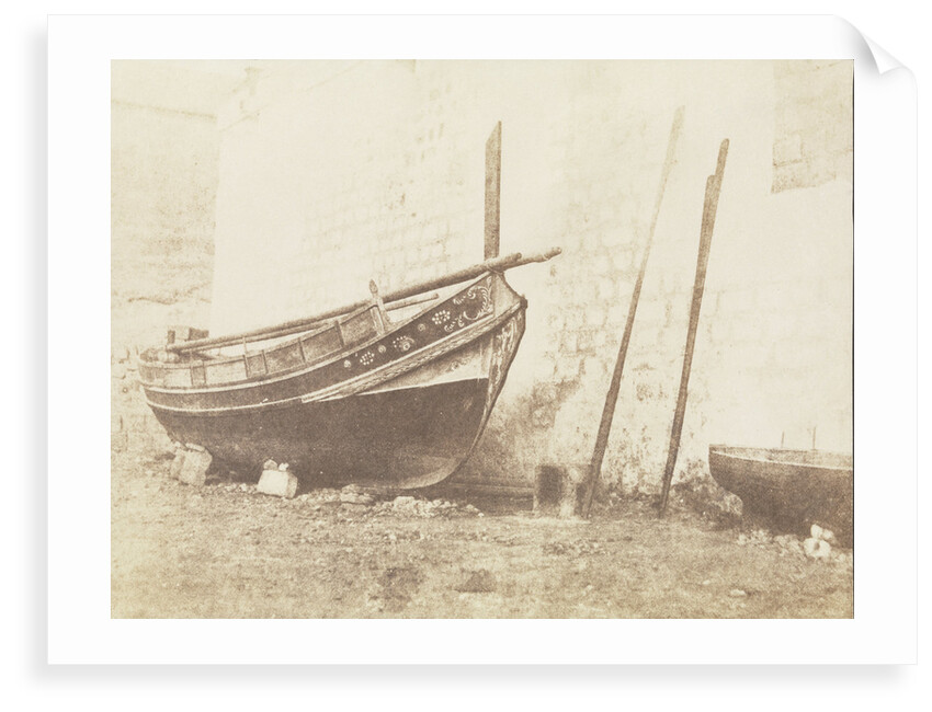Starboard bow view of an ornate Maltese Luzzu ashore by Calvert Richard Jones